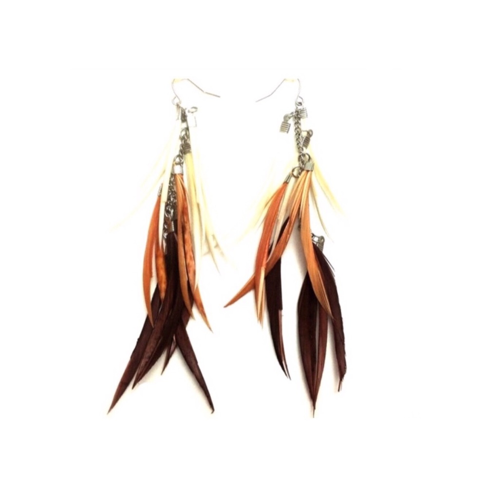 Bohemian Feathered Statement Earrings New